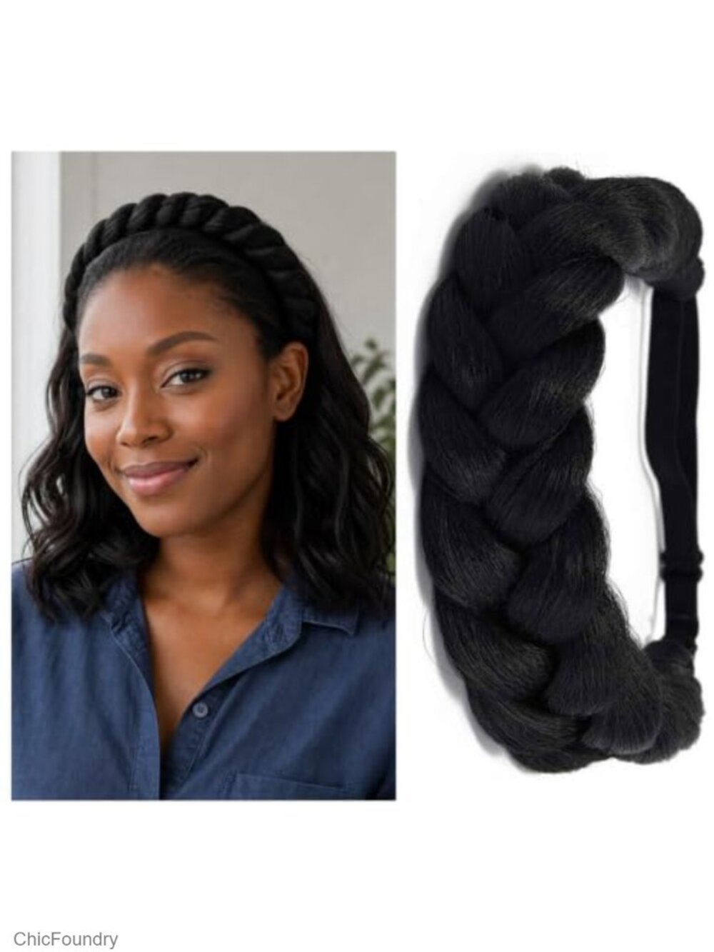 Classic Chunky Braided Headband Stretch Elastic Synthetic Fiber Hairpiece